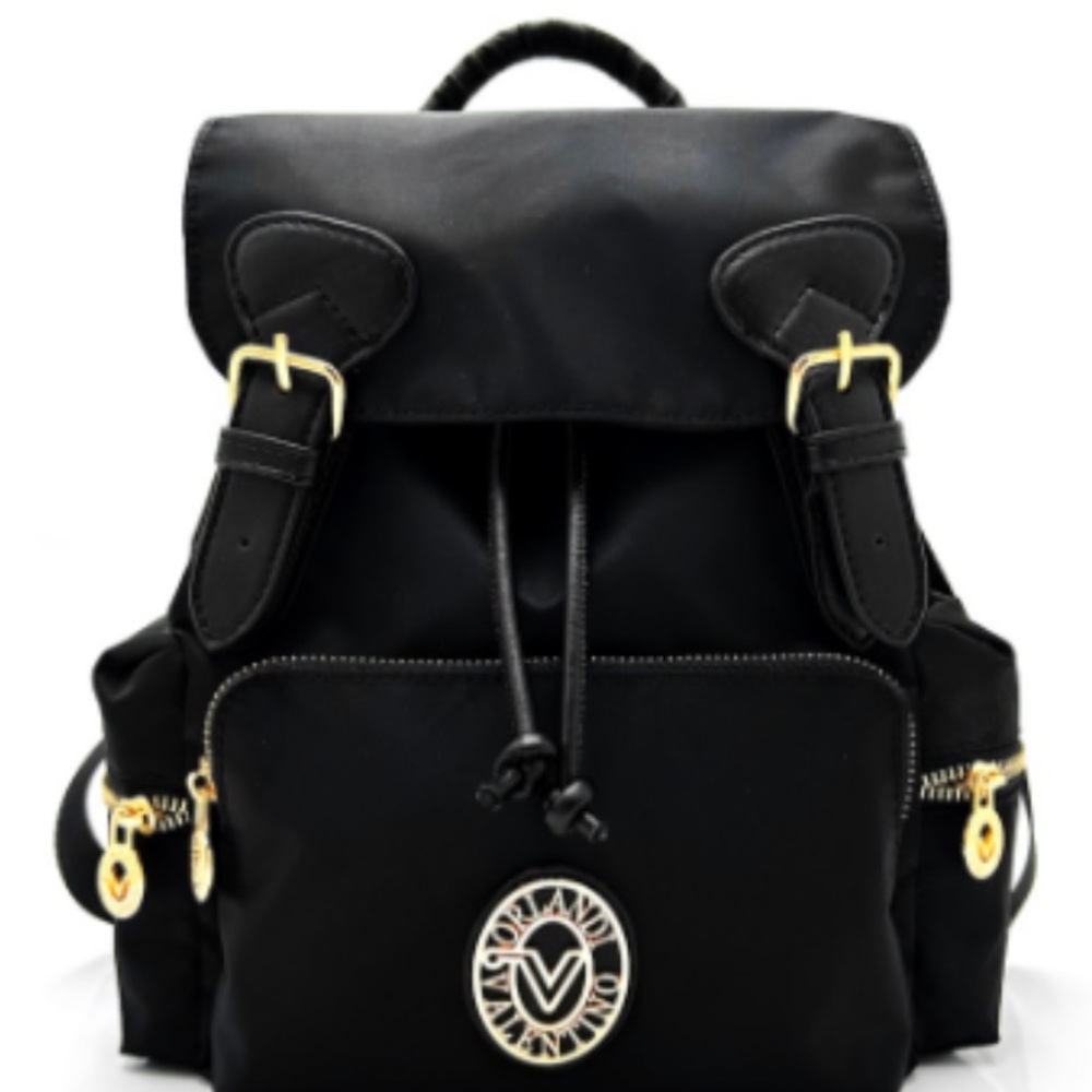 Black Backpack with Gold Accents